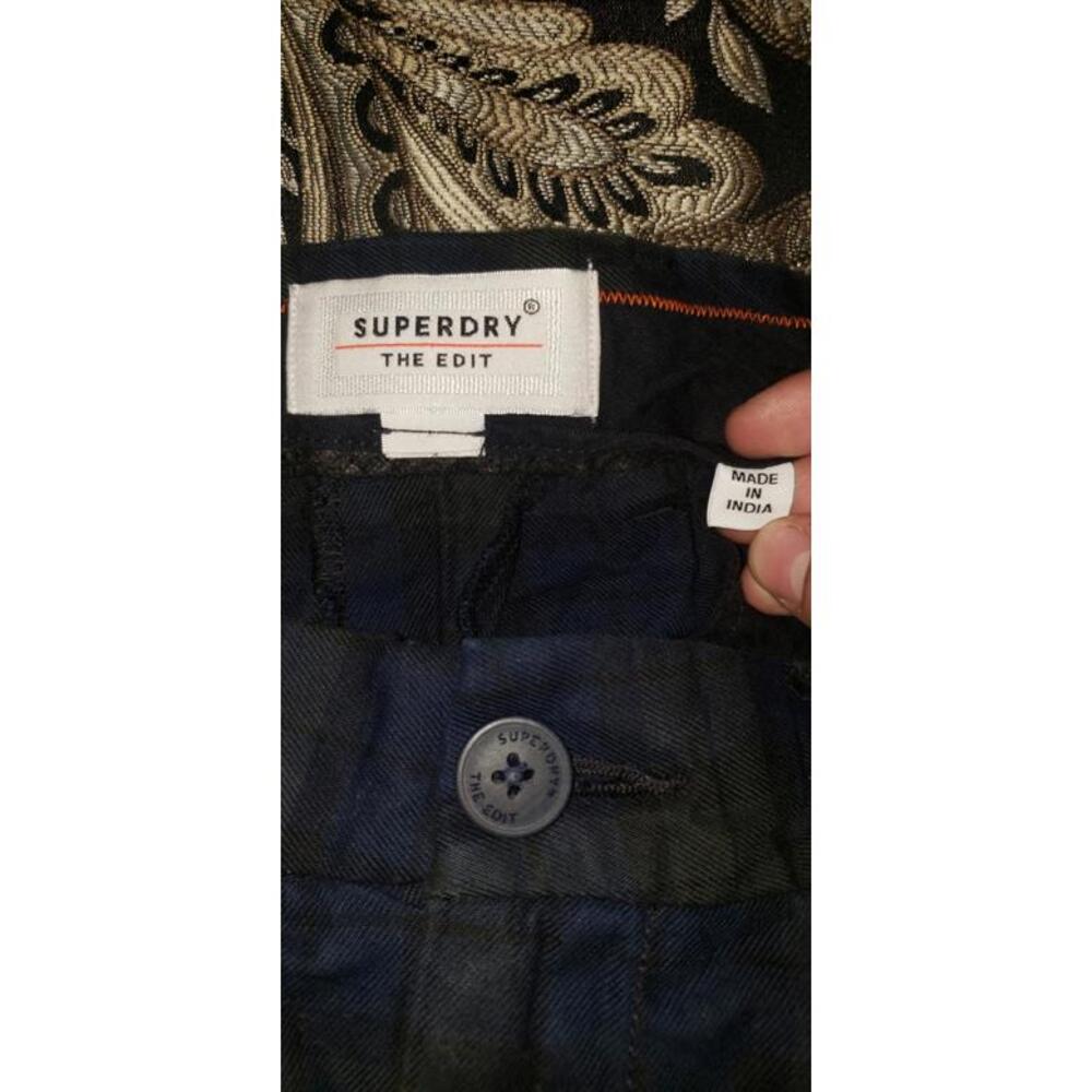 Superdry The Edit Green Checker Chino Pants - Picture 3 of 5